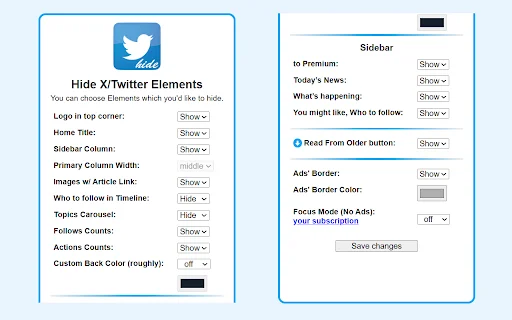 Hide X Twitter Elements – ส่วนขยายจัดการหน้าจอ X ให้สะอาดตา - Screenshot 1