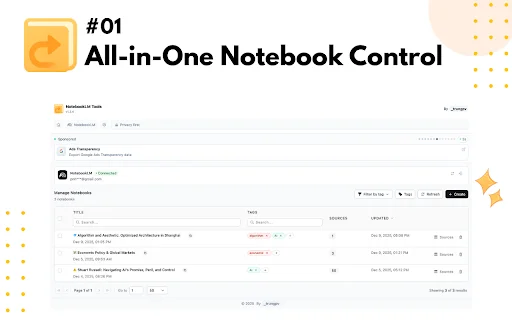 NotebookLM Tools: ส่วนขยายเพิ่มประสิทธิภาพการทำงานบน NotebookLM ดีที่สุด - Screenshot 1