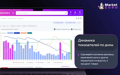 MarketGuru ส่วนขยายวิเคราะห์ Wildberries ฟรี – เพิ่มยอดขายให้ธุรกิจของคุณ - Screenshot 3