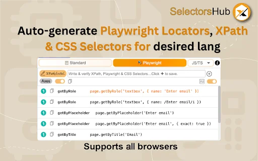 ดาวน์โหลด SelectorsHub ล่าสุด – ตัวช่วยสร้าง XPath และ Playwright Locators - Screenshot 1
