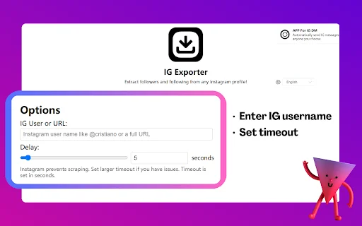 IG Follower Export Tool – ส่งออกรายชื่อผู้ติดตาม IG เป็น Excel ฟรี - Screenshot 1