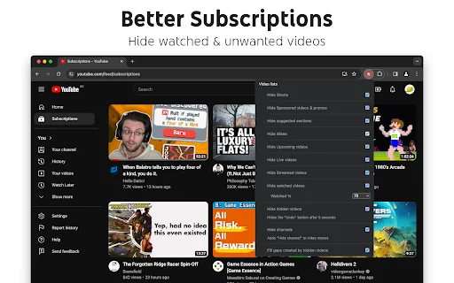 Control Panel for YouTube – ปรับแต่ง YouTube ให้เป็นระเบียบและปิดโฆษณาได้ง่ายๆ - Screenshot 1