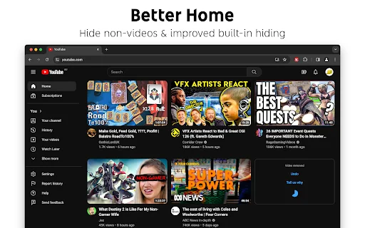 Control Panel for YouTube – ปรับแต่ง YouTube ให้เป็นระเบียบและปิดโฆษณาได้ง่ายๆ - Screenshot 4