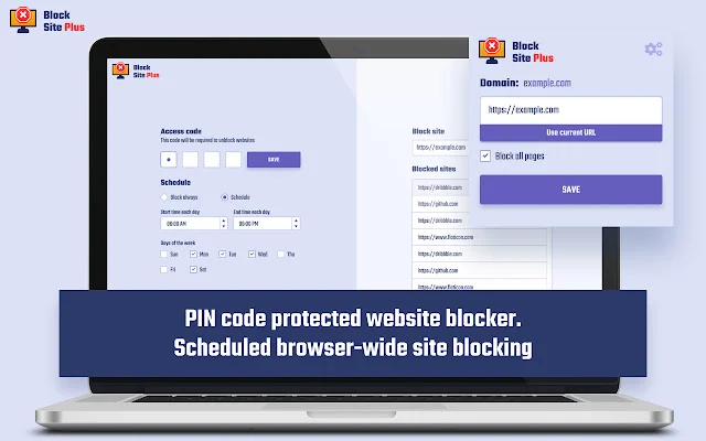 ดาวน์โหลด Block Site Plus ล่าสุด – ปิดกั้นเว็บไซต์ด้วยรหัส PIN ฟรี - Screenshot 1
