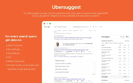 ดาวน์โหลด Ubersuggest ส่วนขยาย SEO ยอดนิยม – ค้นหาคีย์เวิร์ดฟรี - Screenshot 3