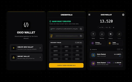 ดาวน์โหลด 0xio Wallet ล่าสุด – กระเป๋าเงิน Octra ที่ปลอดภัยที่สุด - Screenshot 1