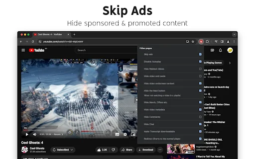 Control Panel for YouTube – ปรับแต่ง YouTube ให้เป็นระเบียบและปิดโฆษณาได้ง่ายๆ - Screenshot 2