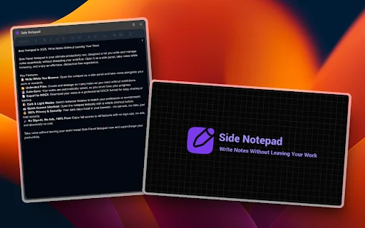 ดาวน์โหลด Side Notepad ส่วนขยายจดบันทึกข้างเบราว์เซอร์ ใช้งานง่าย ฟรี! - Screenshot 4