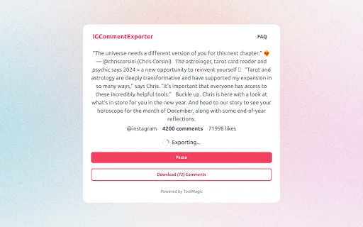 ICommentExporter – ส่งออกความคิดเห็น Instagram เป็น Excel ง่ายๆ - Screenshot 2