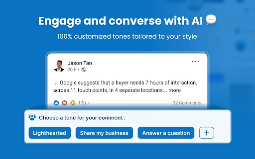 Engage AI – ตัวช่วยคอมเมนต์ LinkedIn ด้วย ChatGPT ฟรี - Screenshot 2