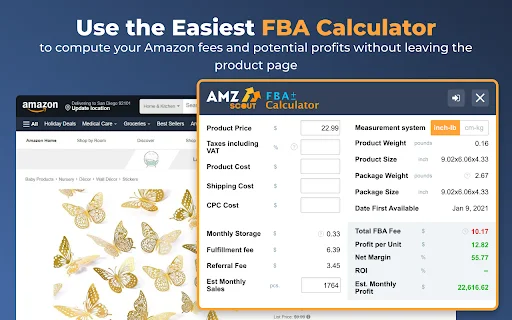 ดาวน์โหลด Amazon FBA Calculator Free โดย AMZScout – เครื่องมือคำนวณกำไรที่ดีที่สุด - Screenshot 1