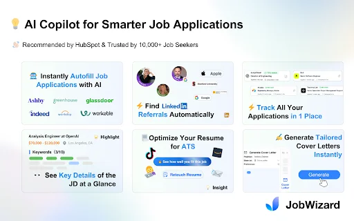 JobWizard: สมัครงานไวขึ้น 10 เท่าด้วย AI Autofill และโปรไฟล์ ATS - Screenshot 2