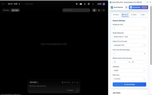 Auto Flow Pro – ส่วนขยายช่วยสร้างวิดีโอ VEO AI อัตโนมัติแบบกลุ่ม - Screenshot 2