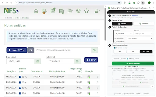 ดาวน์โหลดส่วนขยาย Baixar NFSe – จัดการใบกำกับภาษีได้รวดเร็วและฟรี - Screenshot 1