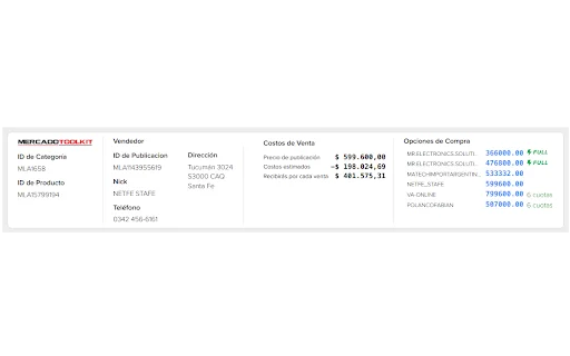ดาวน์โหลด MercadoToolkit – เครื่องมือช่วยขายและวิเคราะห์ราคาบน MercadoLibre - Screenshot 5