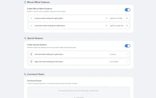 FlowMouse: ส่วนขยาย Mouse Gestures ที่ลื่นไหลและปลอดภัยที่สุดสำหรับ Chrome - Screenshot 3