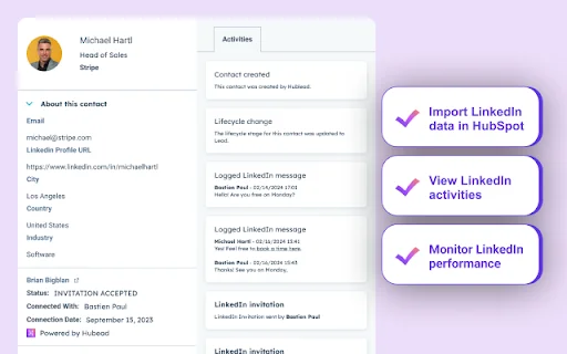 ดาวน์โหลด Hublead ส่วนขยาย Chrome เชื่อมต่อ LinkedIn และ HubSpot ง่ายๆ - Screenshot 4