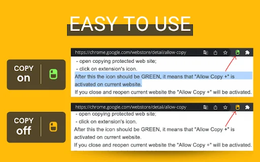 Allow Copy + ดาวน์โหลดส่วนขยาย Chrome ฟรี – ปลดล็อกการคัดลอกข้อความ - Screenshot 1