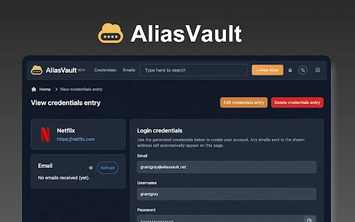 ดาวน์โหลด AliasVault ล่าสุด – จัดการรหัสผ่านและอีเมลแฝงเพื่อความเป็นส่วนตัว - Screenshot 1