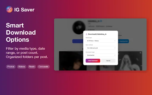IG Saver 2026 – ดาวน์โหลดรูปภาพและวิดีโอ Instagram ฟรี ไม่ต้องล็อกอิน - Screenshot 2