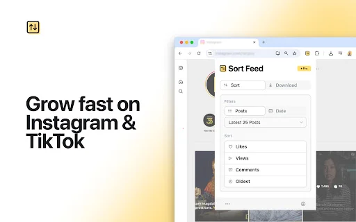 Sort Feed ดาวน์โหลดฟรี – ตัวช่วยวิเคราะห์ Reels และ TikTok สุดล้ำ - Screenshot 1