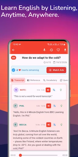 ดาวน์โหลด Learning English – 6 minutes ล่าสุด – ฝึกพูดและฟังภาษาอังกฤษฟรี - Screenshot 3