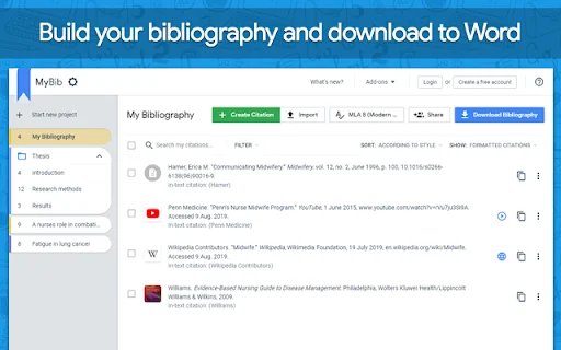 ดาวน์โหลด MyBib ฟรี – ตัวช่วยสร้างบรรณานุกรมอัตโนมัติสำหรับ Chrome - Screenshot 4