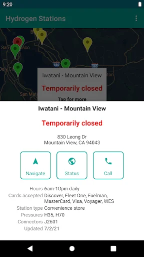 ดาวน์โหลด Hydrogen Stations USA ล่าสุด – ค้นหาสถานีไฮโดรเจนฟรี - Screenshot 6