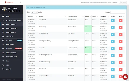 ดาวน์โหลด Geotrack สำหรับ Gmail – ติดตามอีเมลแม่นยำ ฟรีตลอดชีพ - Screenshot 2