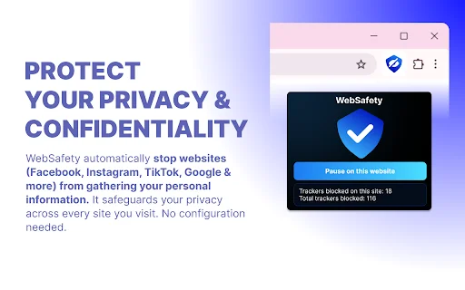 ดาวน์โหลด WebSafety – Privacy Protector ส่วนขยายป้องกันการติดตามบนเว็บฟรี - Screenshot 1
