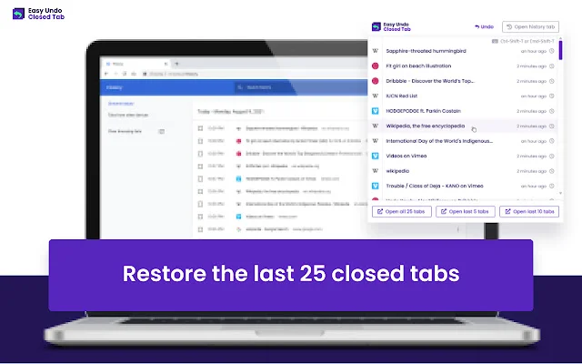 ดาวน์โหลด Easy Undo Closed Tabs ล่าสุด – กู้คืนแท็บที่ปิดไปแล้วฟรี - Screenshot 1