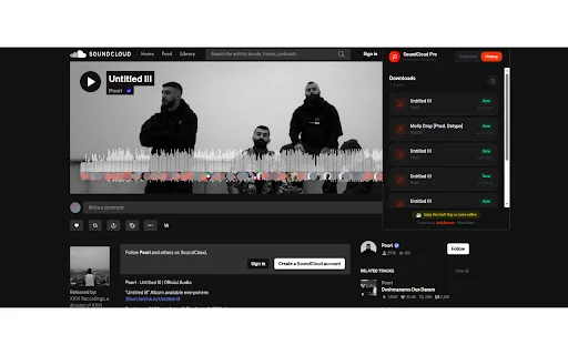 SoundCloud Enhanced Pro ดาวน์โหลดส่วนขยายเพื่อจัดการเพลงและดาวน์โหลดฟรี - Screenshot 2