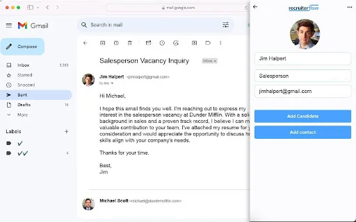 ดาวน์โหลด Recruiterflow Chrome Extension ล่าสุด – ค้นหาอีเมลผู้สมัครงานฟรี - Screenshot 1