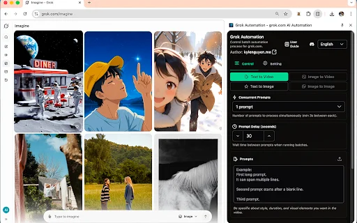 Grok Automation: โปรแกรมช่วยสร้างวิดีโอและรูปภาพบน Grok อัตโนมัติ - Screenshot 2