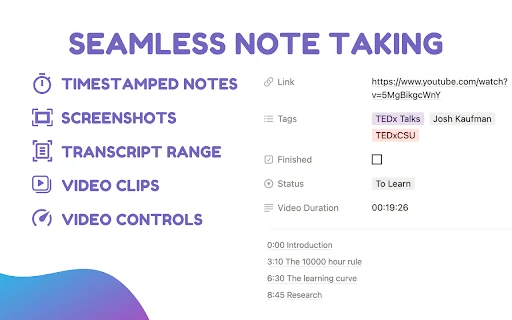 ดาวน์โหลด Snipo สำหรับ Chrome – จดโน้ต YouTube ลง Notion ฟรี - Screenshot 1