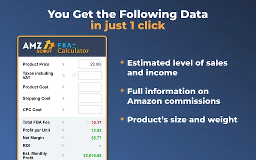 ดาวน์โหลด Amazon FBA Calculator Free โดย AMZScout – เครื่องมือคำนวณกำไรที่ดีที่สุด - Screenshot 2