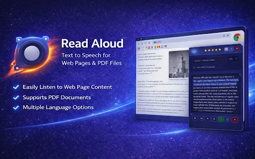 ดาวน์โหลด Read Aloud ส่วนขยาย Chrome – เครื่องมืออ่านออกเสียงที่ดีที่สุด - Screenshot 1