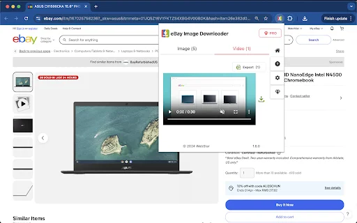 ดาวน์โหลดรูปภาพและวิดีโอ eBay – ส่วนขยาย Chrome ใช้งานง่าย โหลดฟรี - Screenshot 3