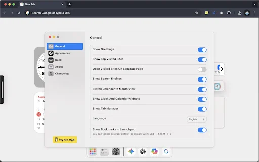 Mac New Tab: เปลี่ยนหน้าแท็บใหม่ให้สวยหรูสไตล์ macOS ฟรี - Screenshot 3