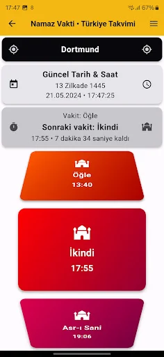 ดาวน์โหลด Türkiye Takvimi • Namaz Vakti ล่าสุด – เวลาละหมาดและทิศกิบละ - Screenshot 2