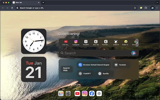 Mac New Tab: เปลี่ยนหน้าแท็บใหม่ให้สวยหรูสไตล์ macOS ฟรี - Screenshot 1