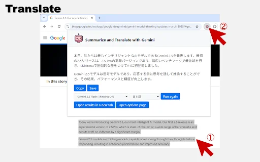 สรุปและแปลภาษาด้วย Gemini – ส่วนขยายเบราว์เซอร์อัจฉริยะเพื่อการทำงาน - Screenshot 3
