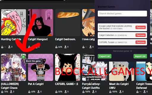 Roblox Game Blocker ดาวน์โหลดฟรี – ซ่อนเกมที่ไม่ต้องการบน Roblox - Screenshot 1