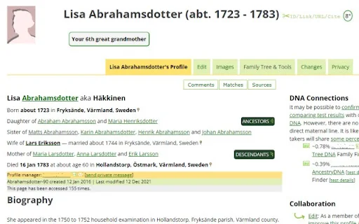 ดาวน์โหลด WikiTree Browser Extension ล่าสุด – เครื่องมือช่วยจัดการลำดับวงศ์ตระกูลฟรี - Screenshot 1