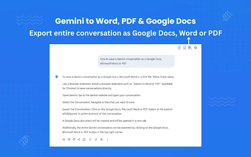 ดาวน์โหลด AI Chat to Word, PDF – แปลงแชท Gemini เป็นเอกสารทันที - Screenshot 3