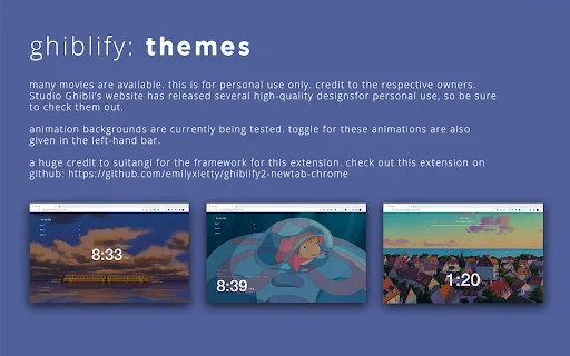 ดาวน์โหลด Ghiblify – เปลี่ยนหน้าแท็บใหม่ให้เป็นโลกแห่งจิบลิสุดน่ารัก - Screenshot 5