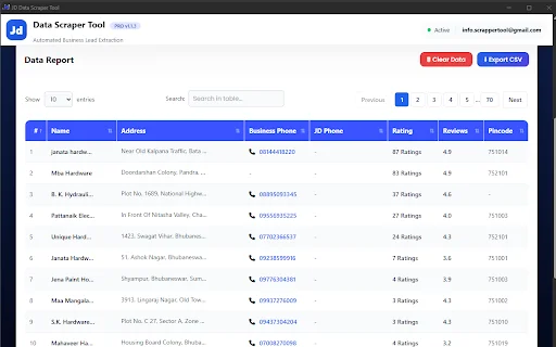 ดาวน์โหลด JD Data Scrapper Tool ล่าสุด – เครื่องมือดึงข้อมูลธุรกิจฟรี - Screenshot 1