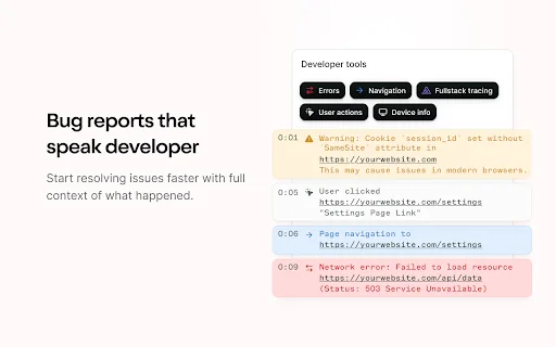 ดาวน์โหลด Jam ส่วนขยาย Chrome – แจ้งบั๊กและบันทึกข้อผิดพลาดได้เร็วขึ้น 10 เท่า - Screenshot 3