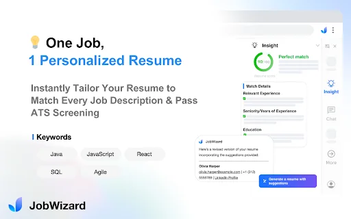JobWizard: สมัครงานไวขึ้น 10 เท่าด้วย AI Autofill และโปรไฟล์ ATS - Screenshot 3