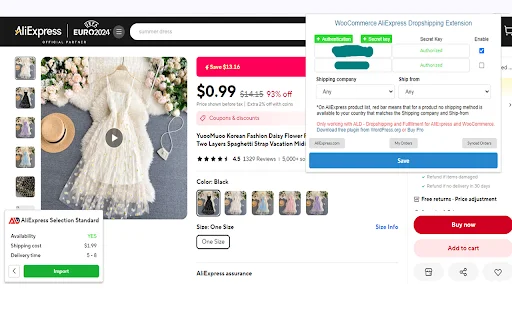 ดาวน์โหลด WooCommerce AliExpress Dropshipping Extension ล่าสุด – นำเข้าสินค้าฟรี - Screenshot 2